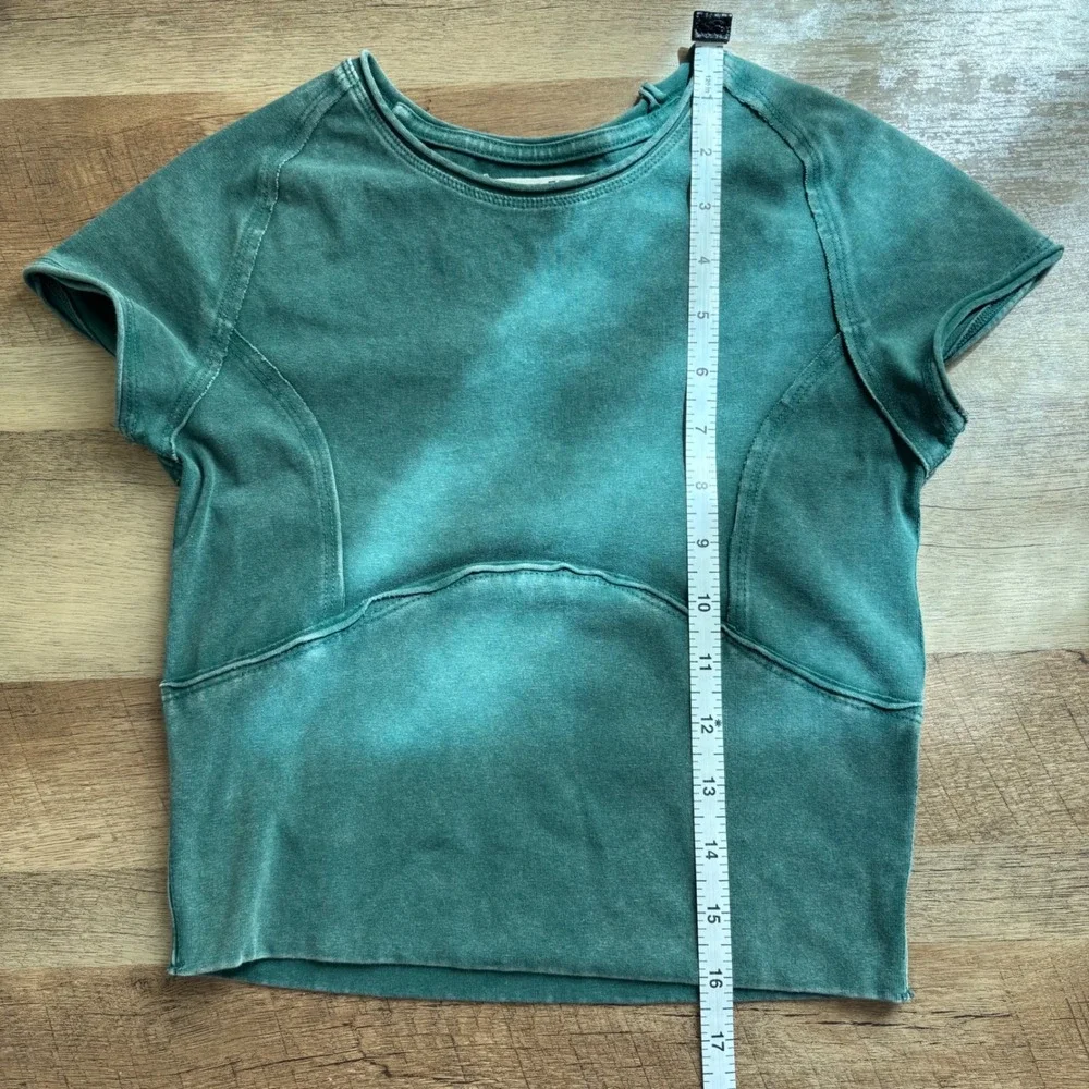 We The Free Protagonist Cropped Cap Sleeve Green Tee XS Top Gorpcore Earthy Boho